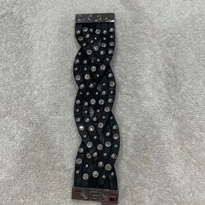 Harley Davidson black leather & crystal bracelet.